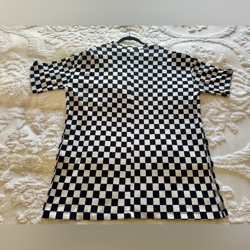 MINT DRESSED IN LALA B/W CHECKERBOARD PLISSE 2 PIECE PLAYSUIT SIZE L ORIG $152 - Picture 6 of 13